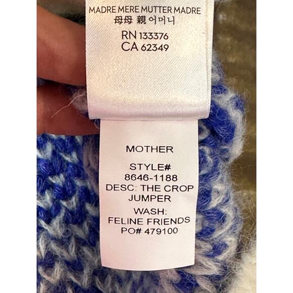 MOTHER The Crop Alpaca-Blend Animal Print Knit Sweater Large NWT - Picture 15 of 15